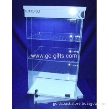 Rotary Lockable Acrylic Showcases With Led Lights 